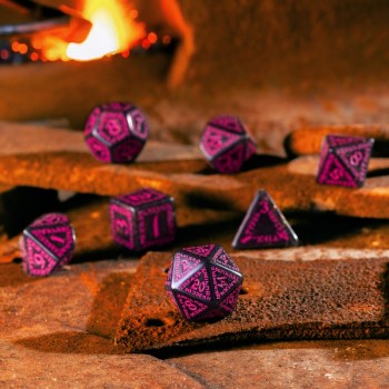 Runic kauliukų rinkinys blizgios juodos ir purpurinės sp. Q-WORKSHOP